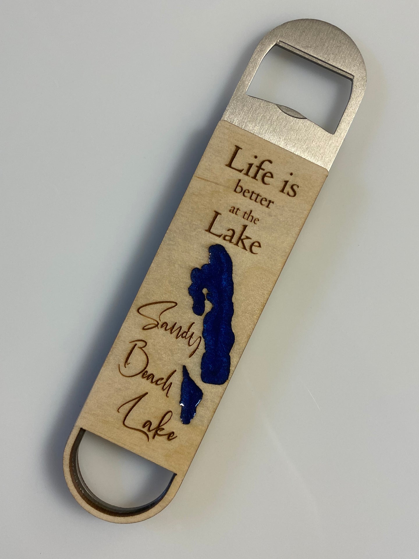 Sandy beach lake , SK Bottle opener