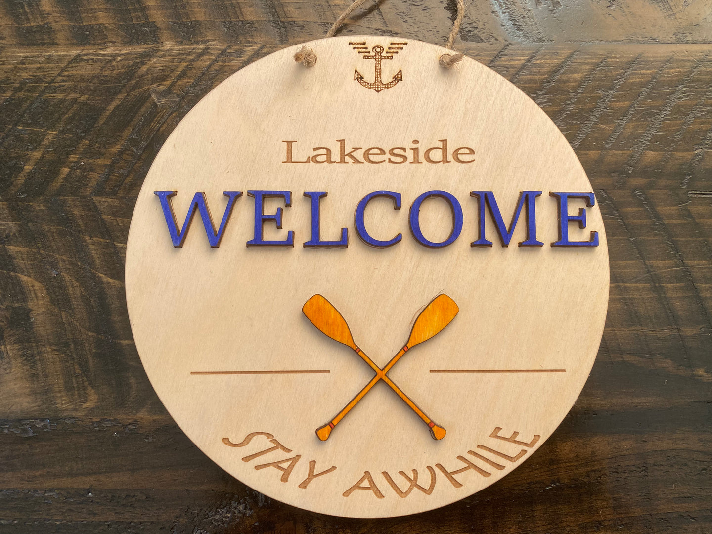 Wall sign “Lakeside WELCOME”